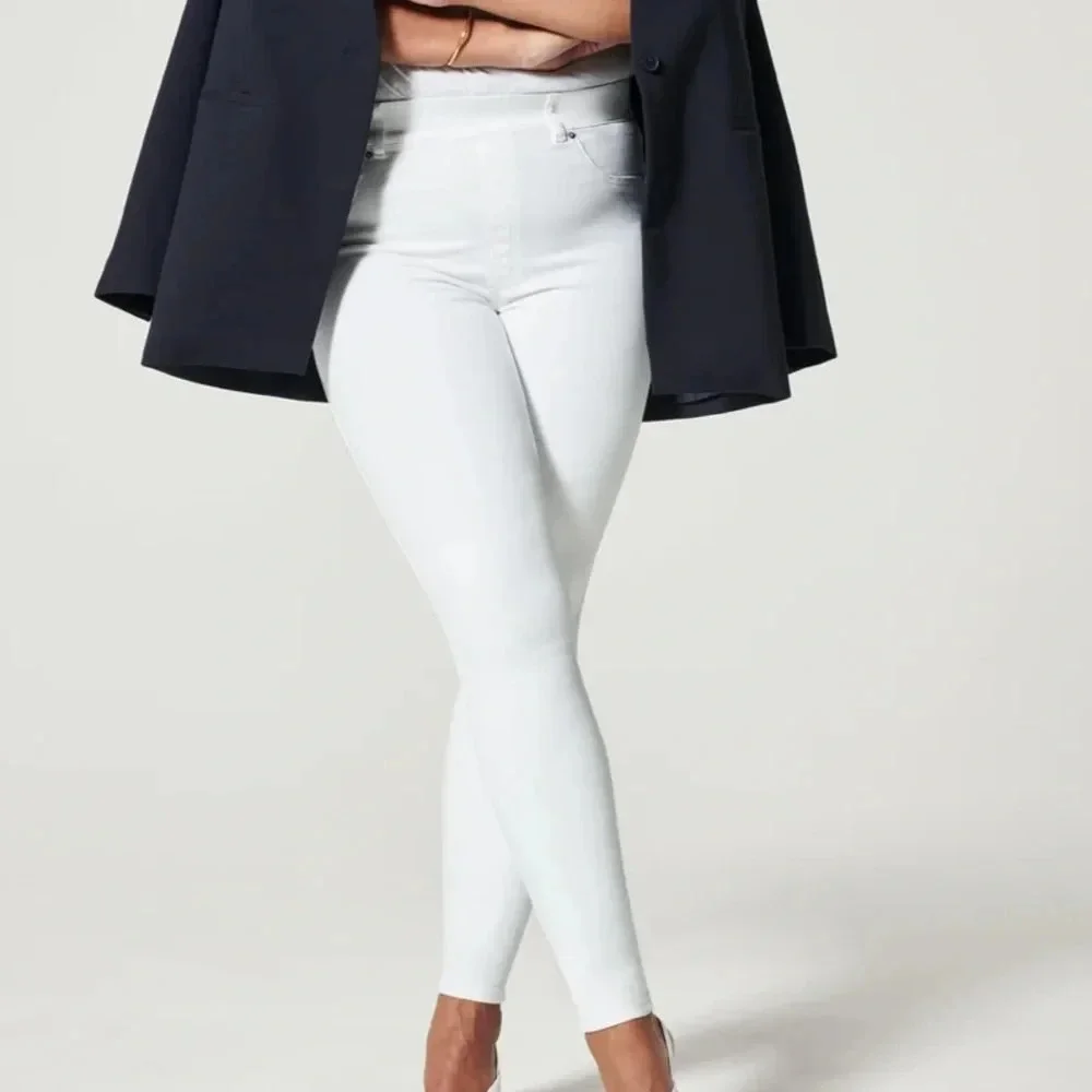 Spanx Tummy Control Pull On Skinny Ankle Jeans Womens 3X White 20271R